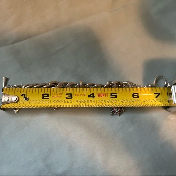 Fossil Silver Charm Bracelet with Pink and Purple Accents - Picture 6 of 12